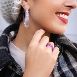 Purple Bamboo Hoops and Ring