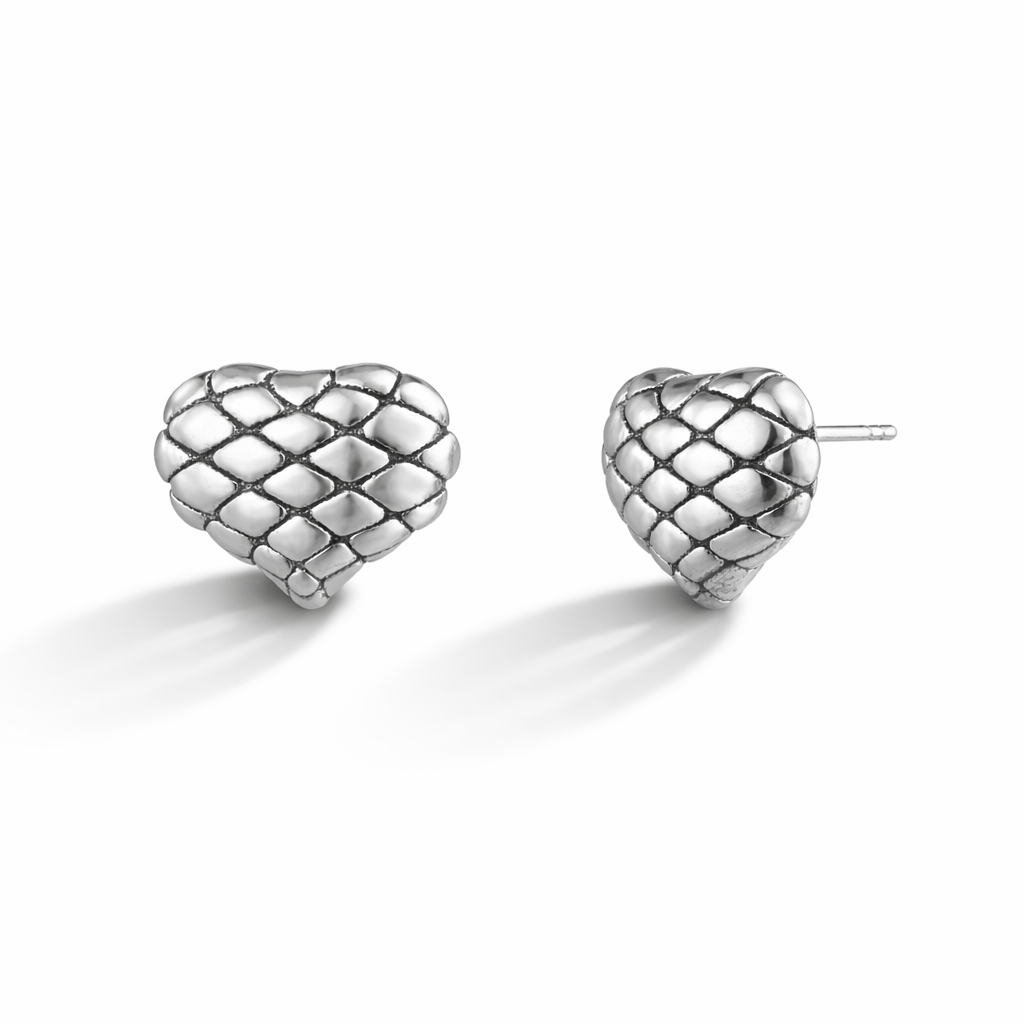 Quilted Heart Studs