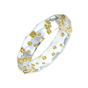 Clear Lucite Bangle with Gold Beads