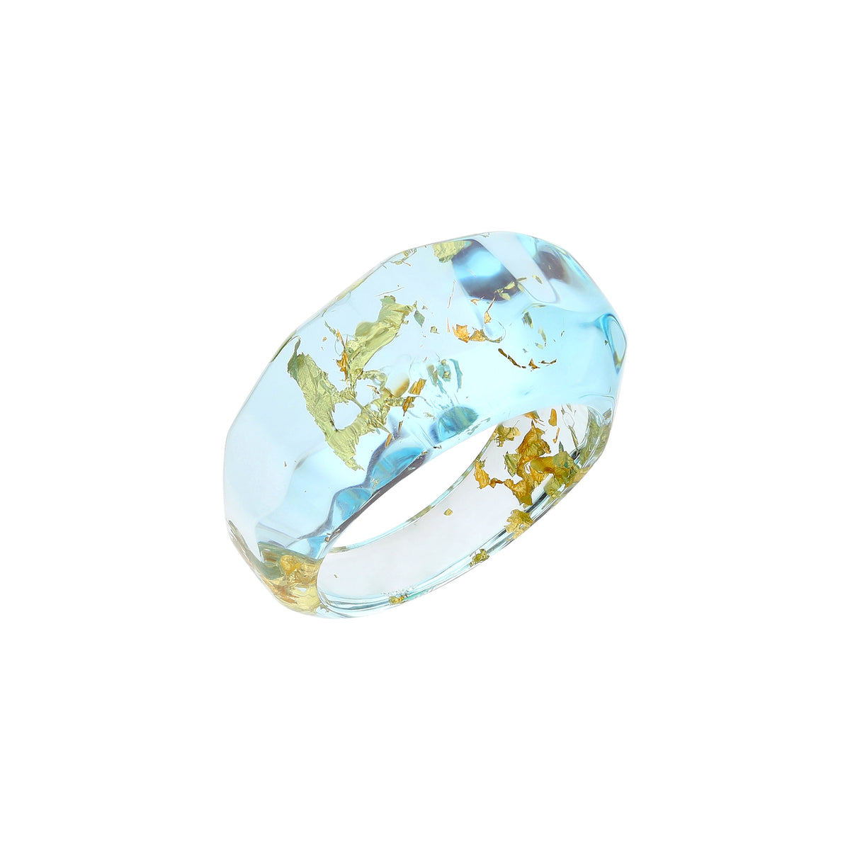 SAMPLE SALE - Faceted Lucite Ring with Gold Leaf