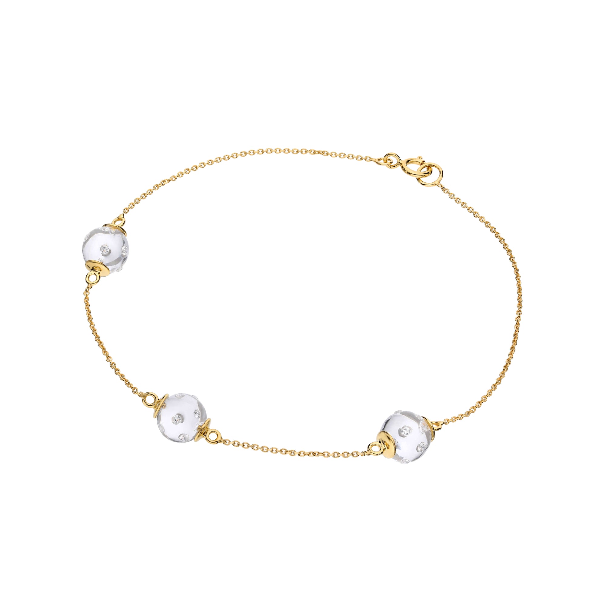 gold and clear lucite beaded bracelet
