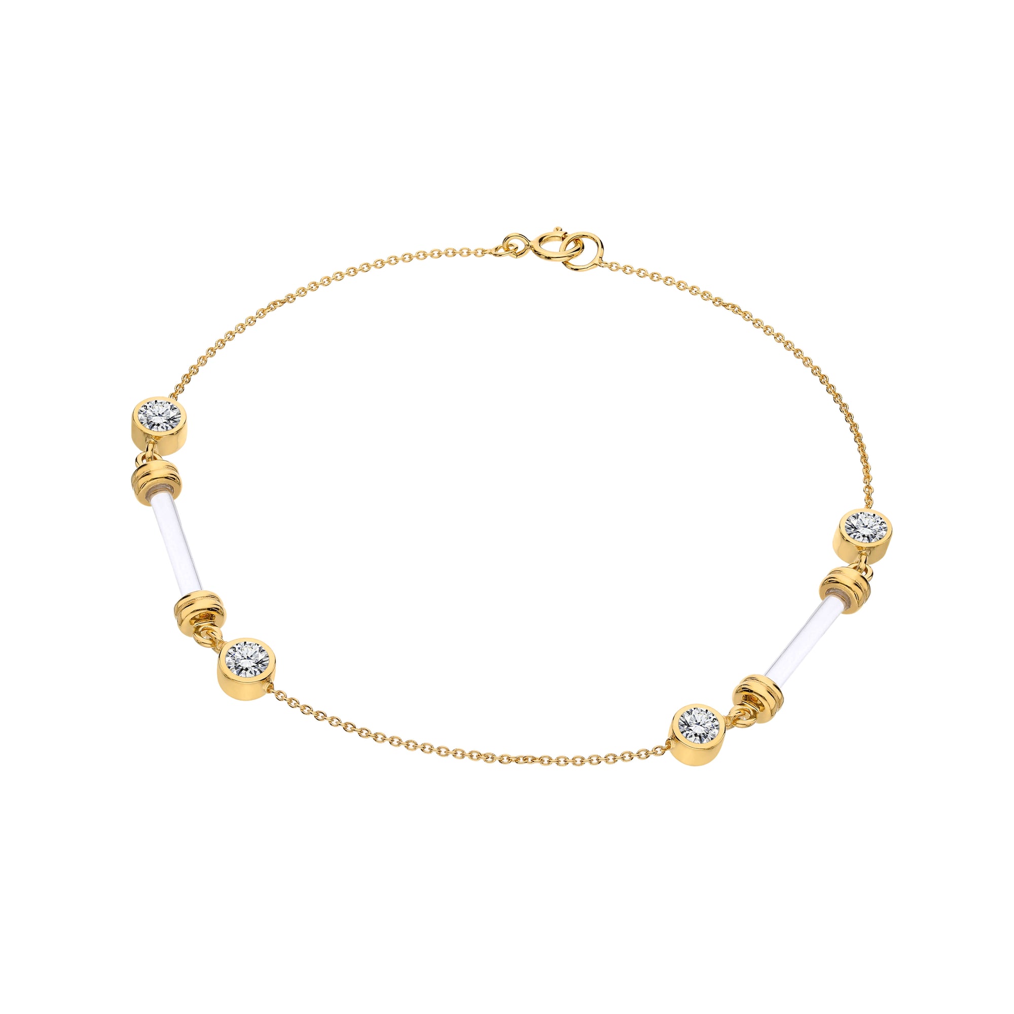 Clear and gold lucite dainty bracelet