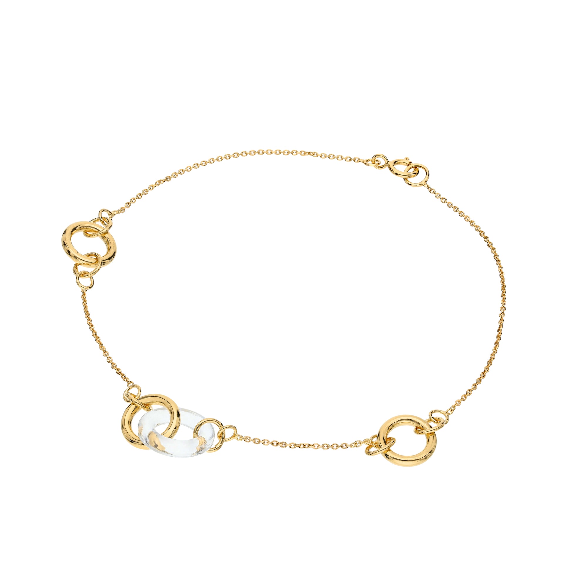 gold and clear lucite dainty interlocked bracelet