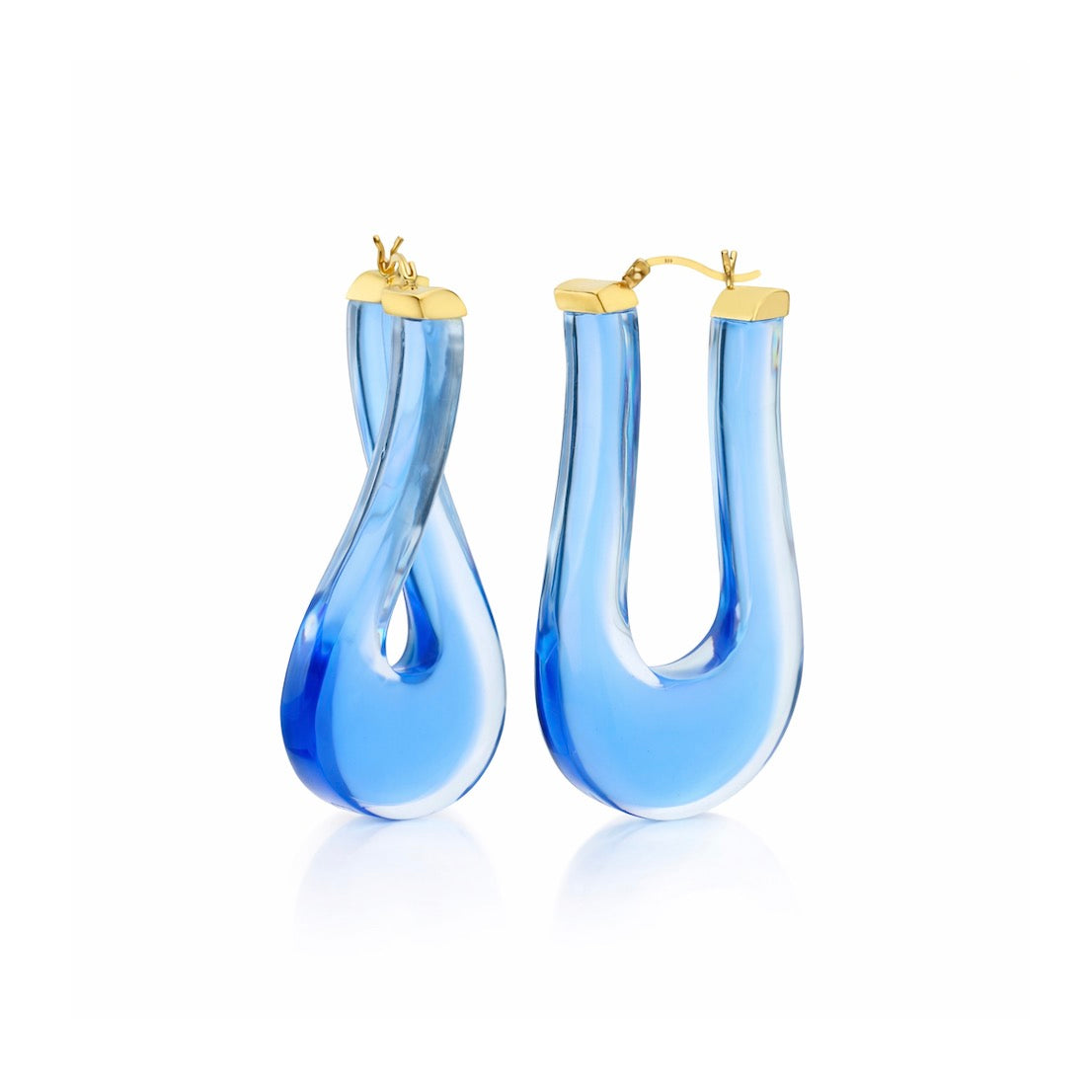 Large Twisted Horseshoe Lucite Hoop Earrings