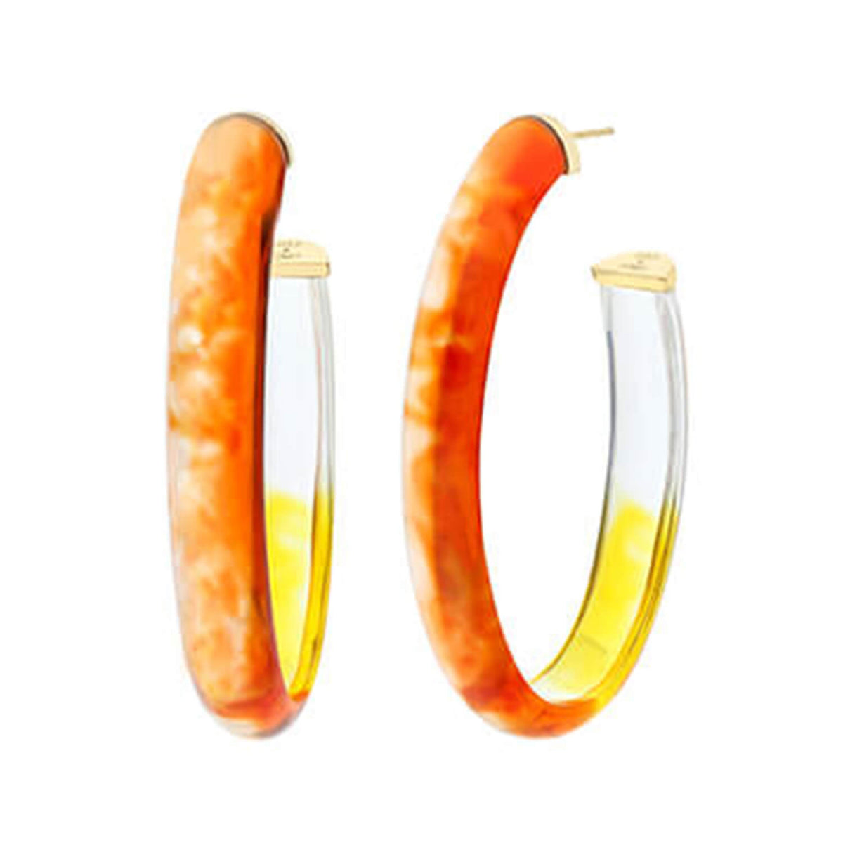 Additional view of XL Oval Tie Dye Lucite Hoop Earrings - GAME DAY