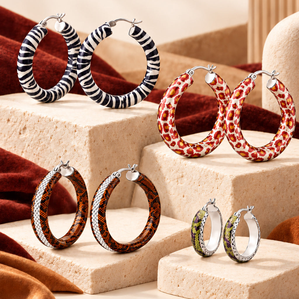 ANIMAL PRINT HOOP EARRINGS BANNER