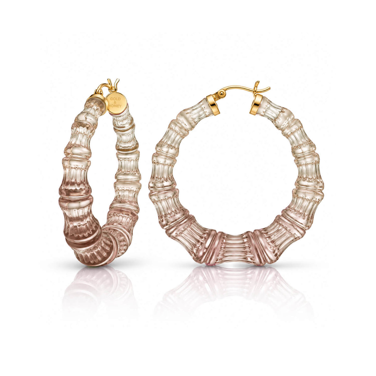 autumn leaves ombre bamboo hoop earrings ON A WHITE BACKGROUND 