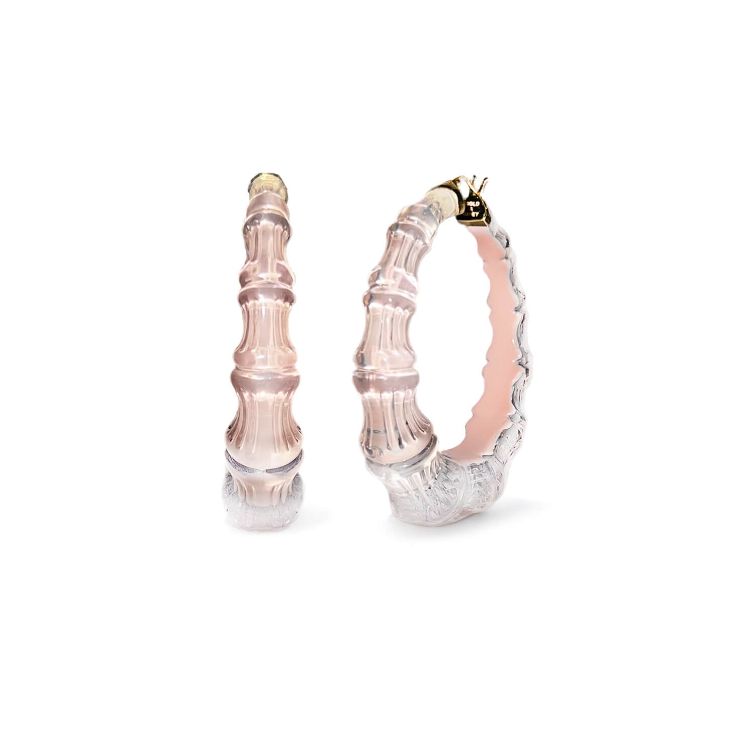 Bamboo Illusion Lucite Hoop Earrings