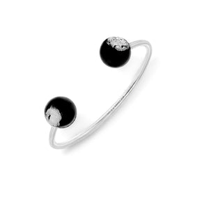 sterling silver leaf bead cuff bracelet
