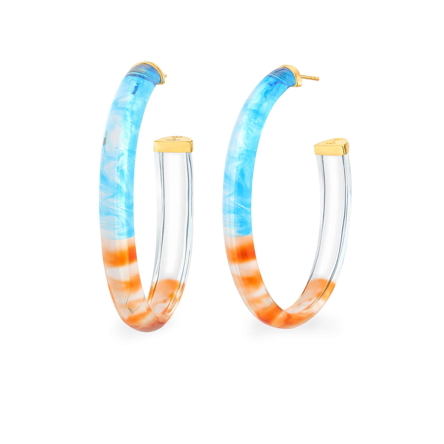 blue and orange mets baseball ombre tie dye hoop earrings