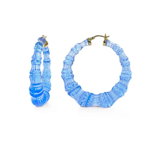 blue bamboo hoop earrings