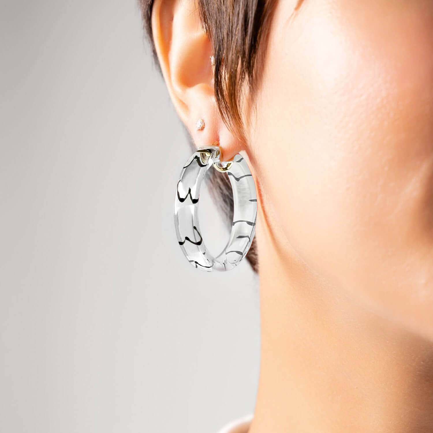 breast cancer awareness hoop earrings