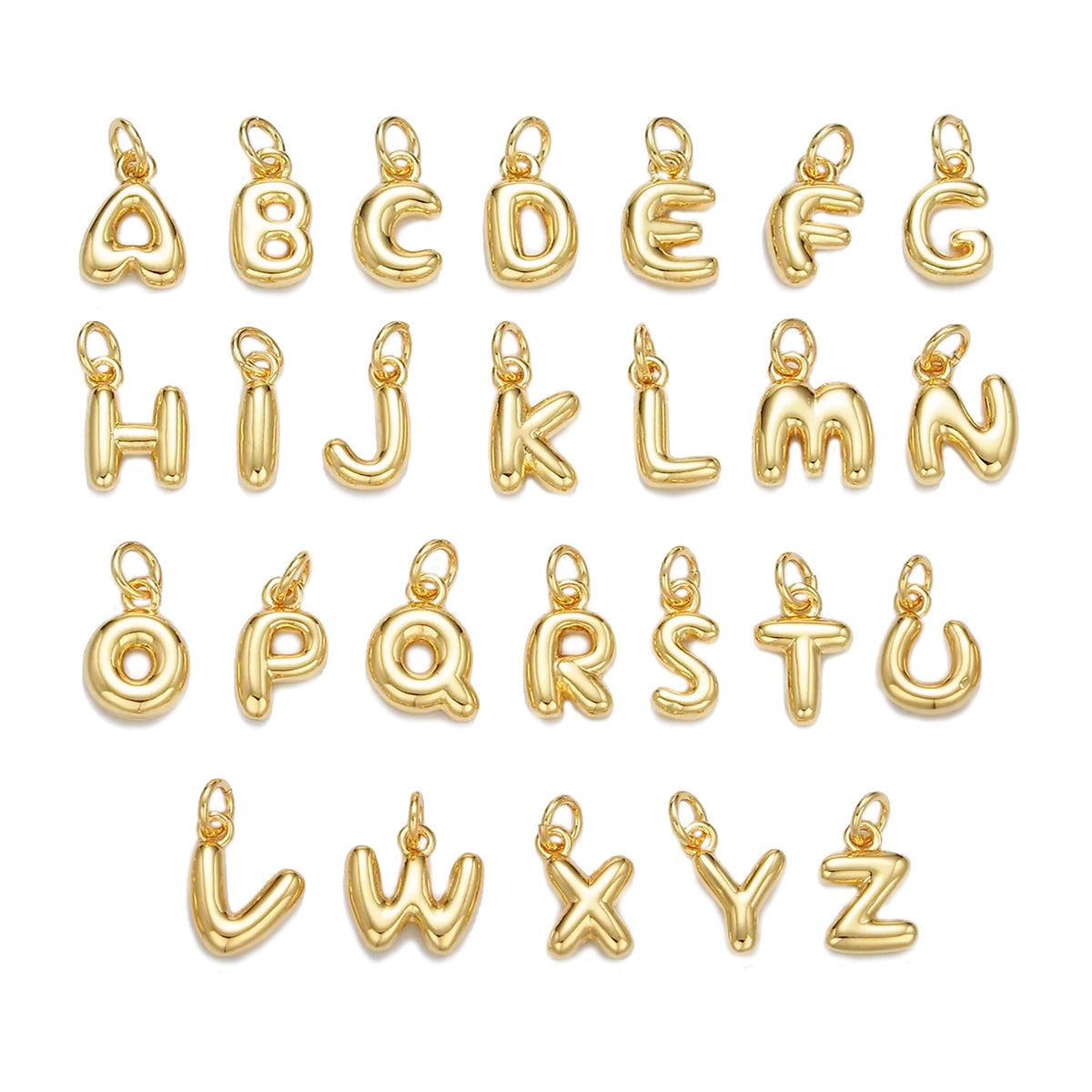 BUBBLE LETTER CHARMS IN GOLD