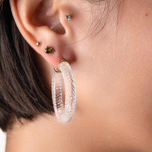 Clear Cable Lucite Hoop Earrings