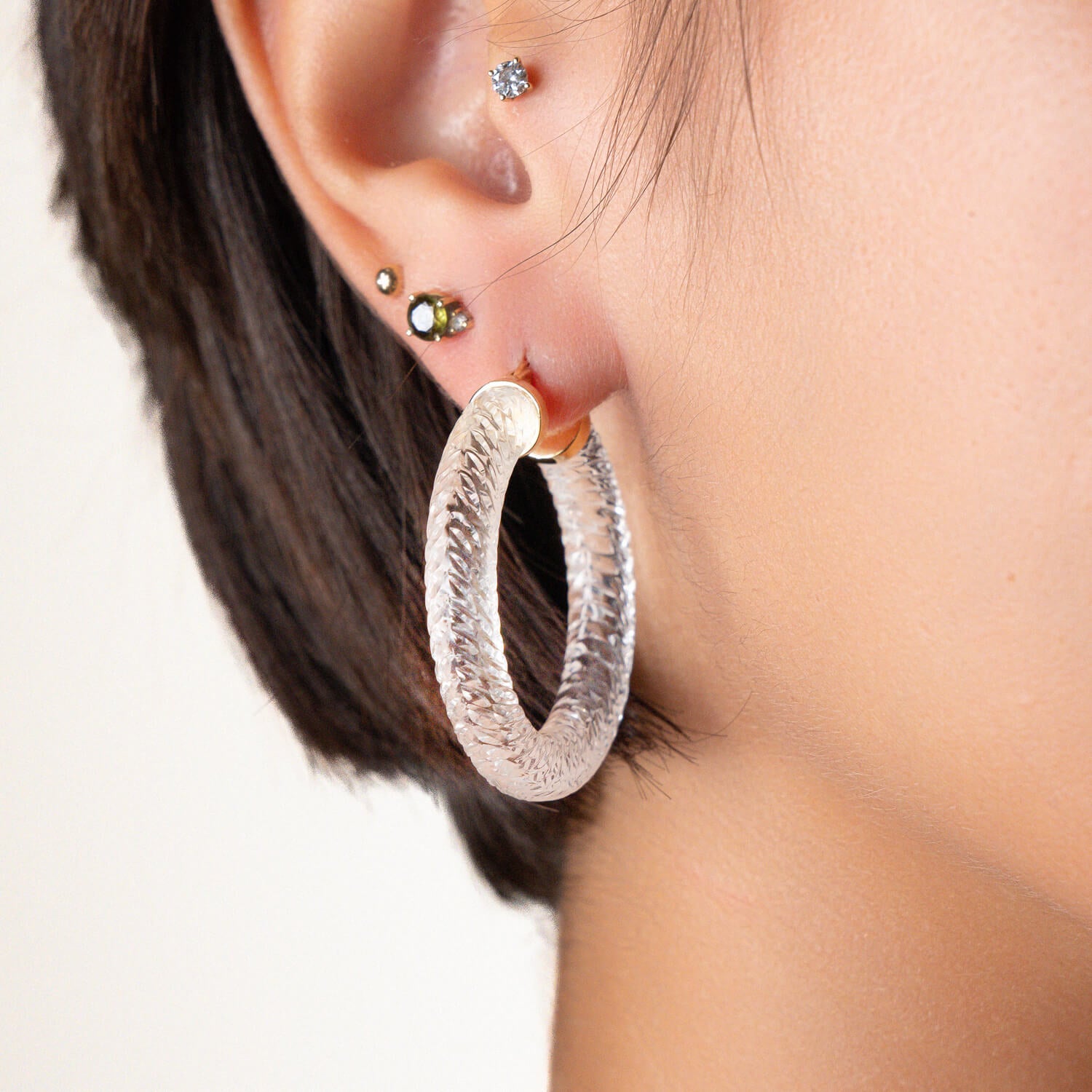 clear cable hoop earrings