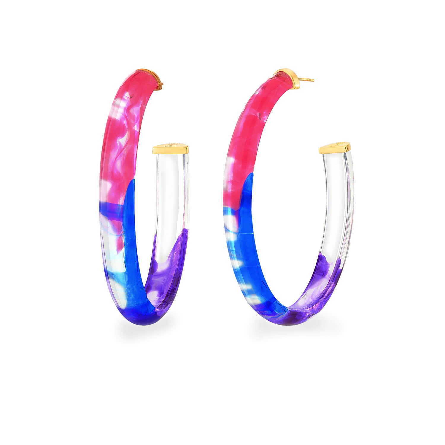 cotton candy bright colorful tie dye hoop earrings