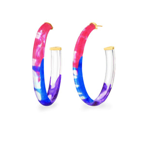 cotton candy bright colorful tie dye hoop earrings