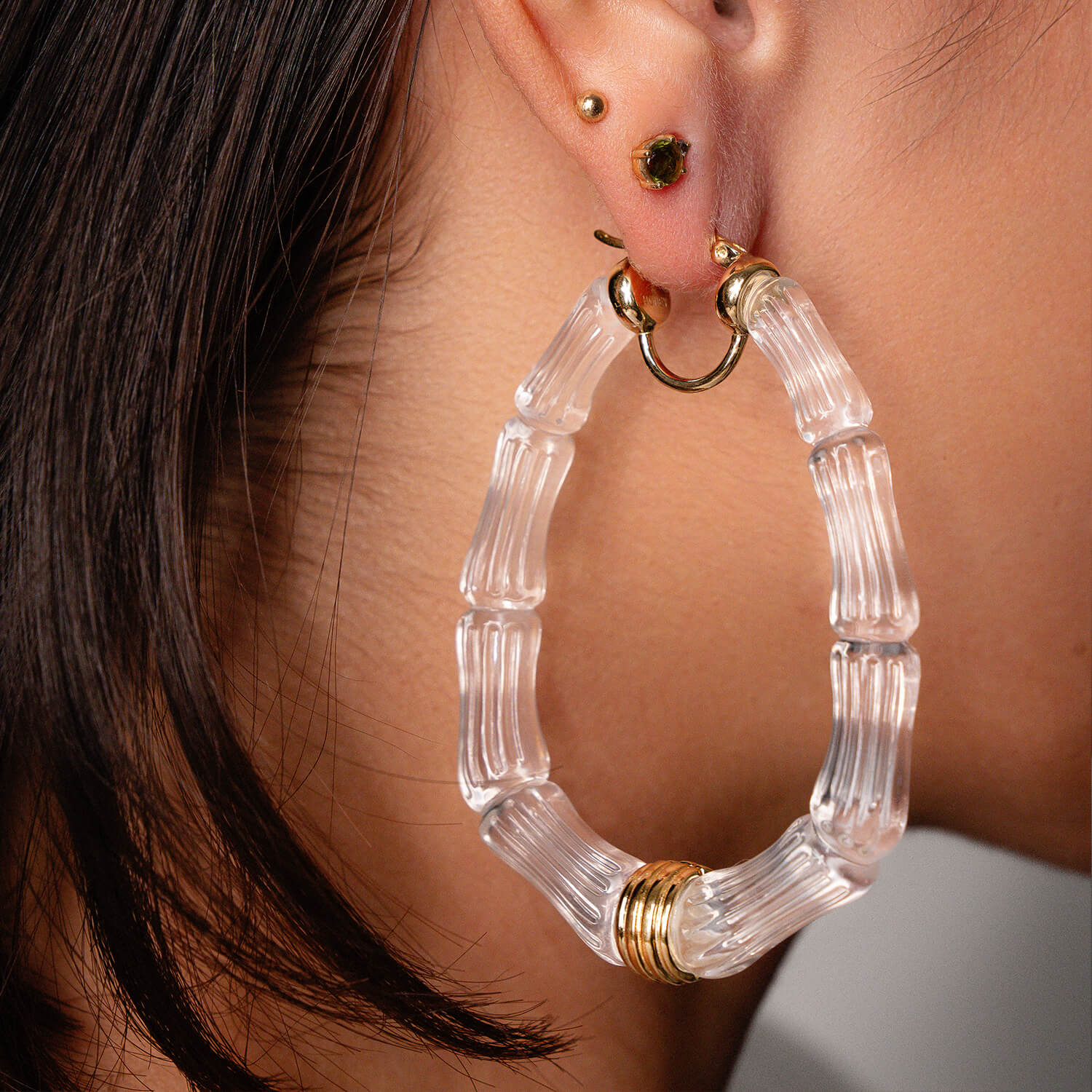 Chloe Oval Bamboo Hoop Earrings