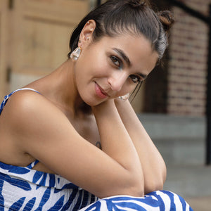Clear Chunky Lucite Hoops on Model