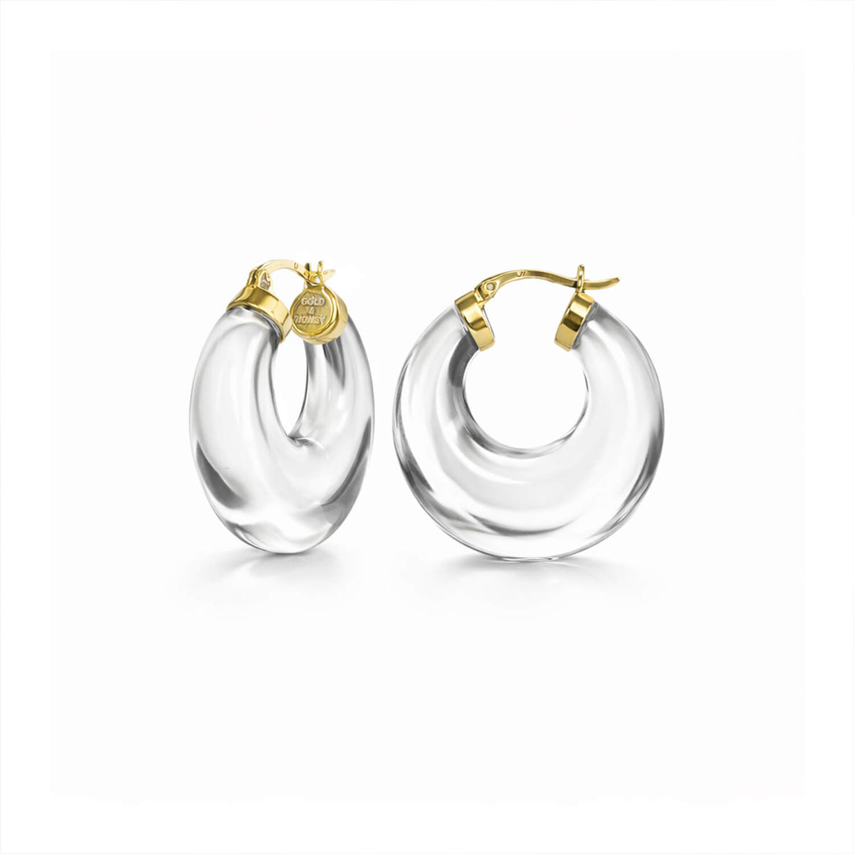 clear chunky hoops with gold accents