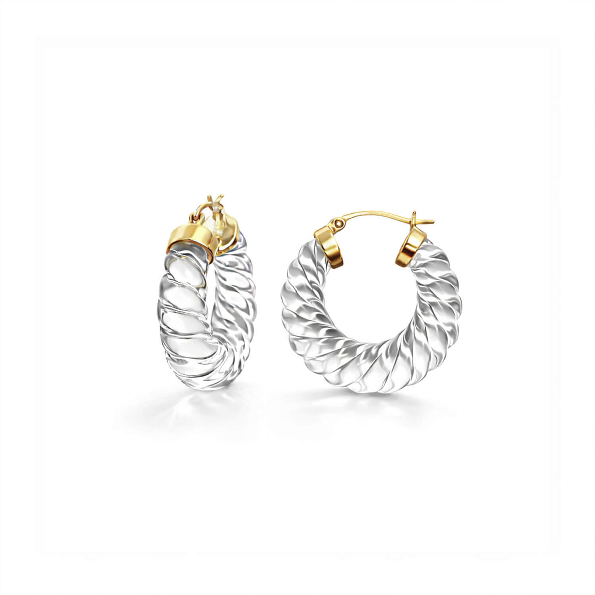 SAMPLE SALE - Clear Chunky Hoop Earrings