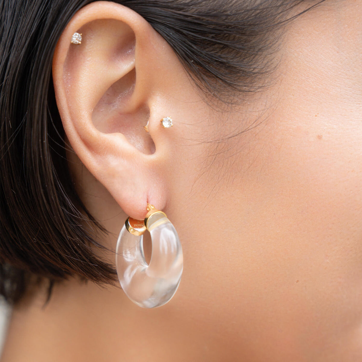 Clear Chunky Lucite Hoops