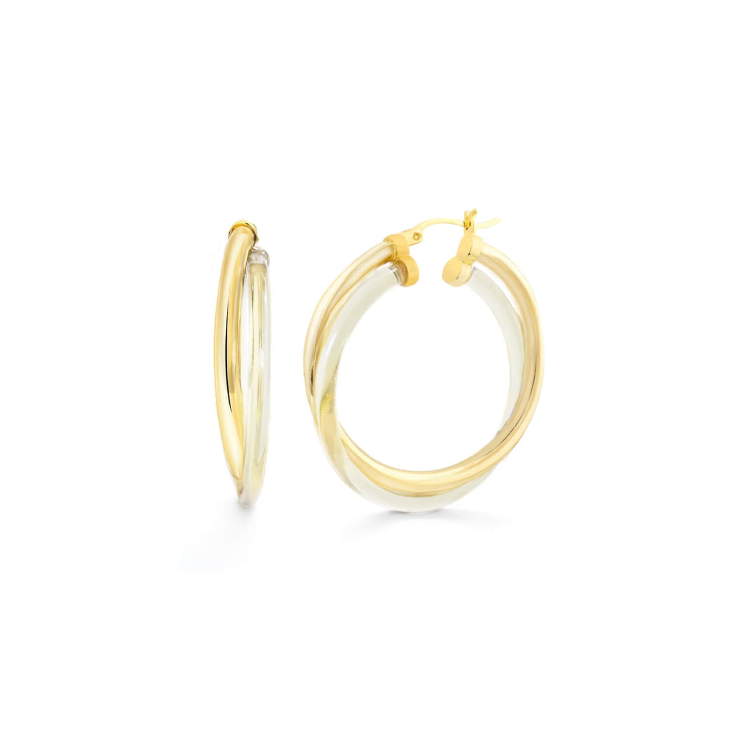 Crossover Lucite Hoop Earrings