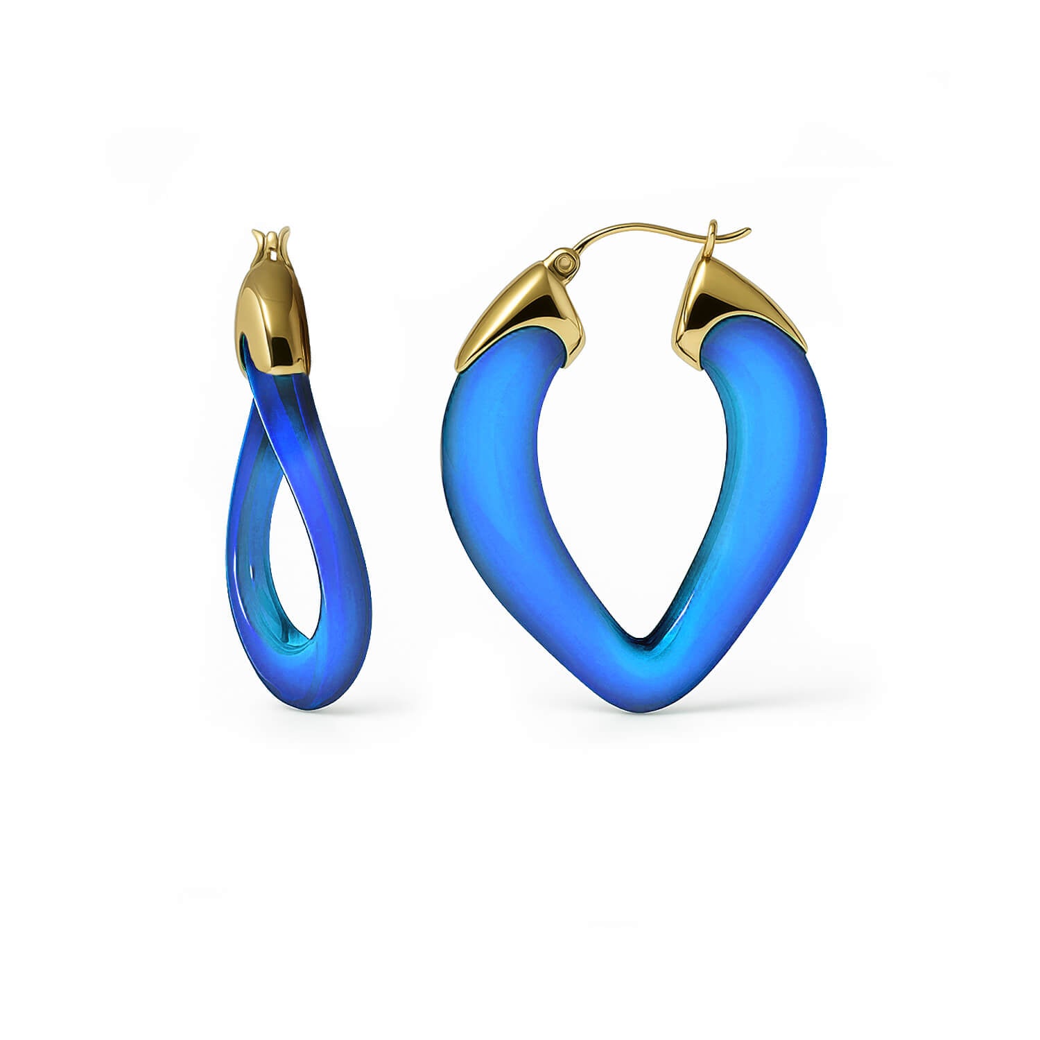Curb Link Lucite Birthstone Hoop Earrings in Sapphire Blue
