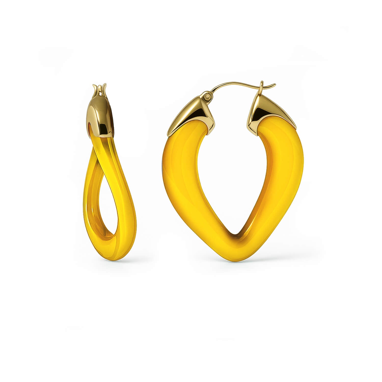 Curb Link Lucite Birthstone Hoop Earrings in Citrine Yellow