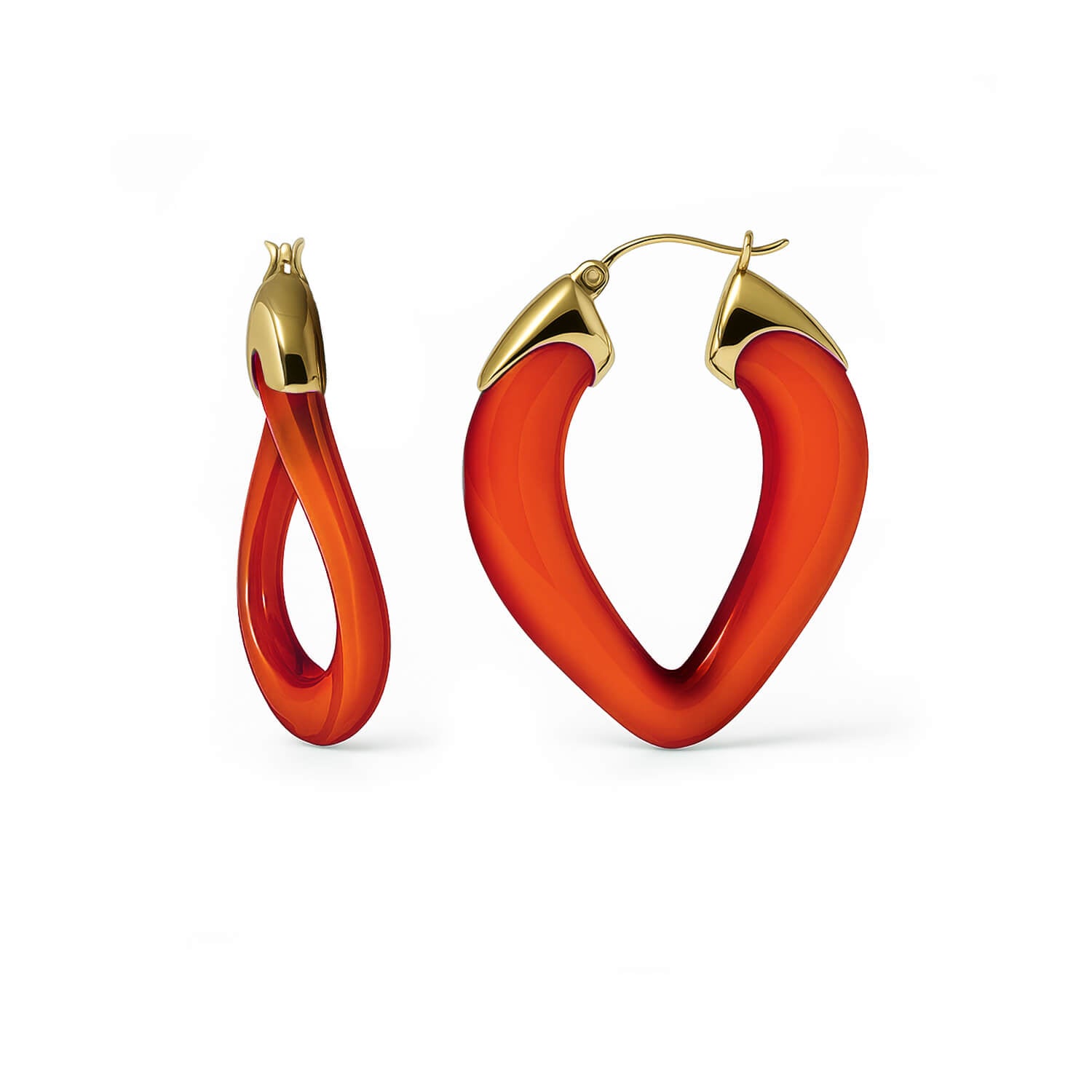 Curb Link Lucite Birthstone Hoop Earrings in Garnet Red