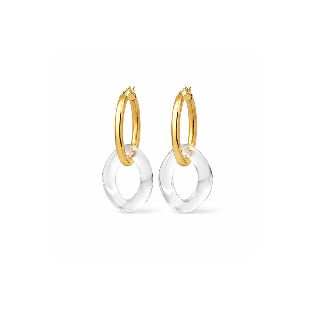 Clear Lucite Curb Link Hoop Earrings