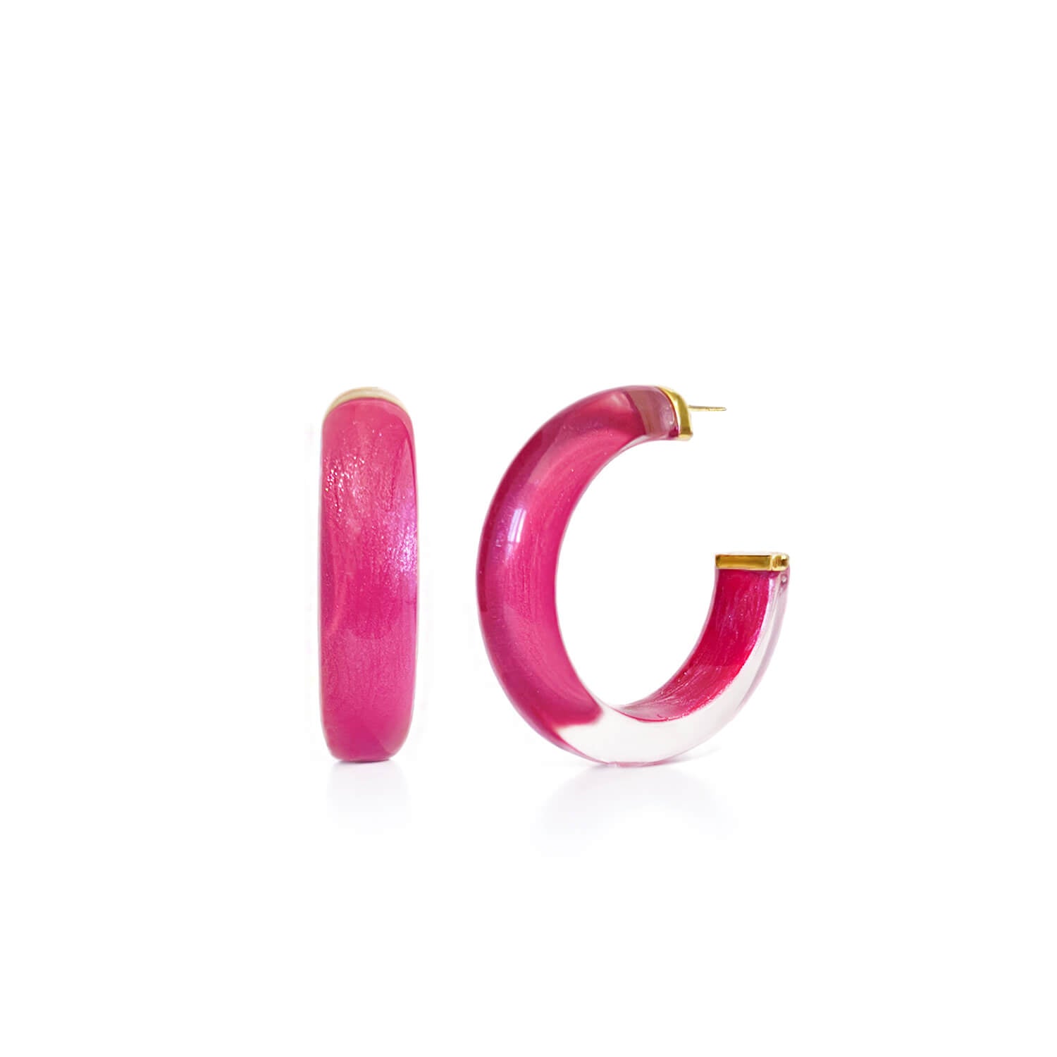 dahlia purple pink hoop earrings