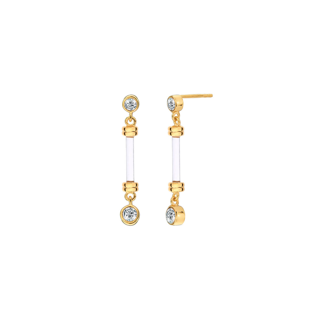 Ultra Dainty Bar and CZ Lucite Earrings