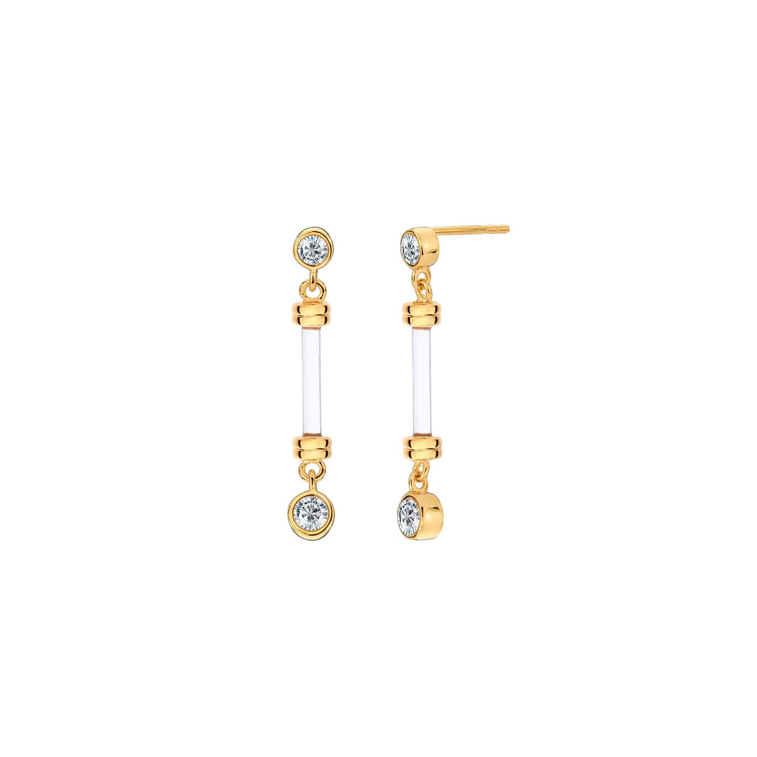 Ultra Dainty Bar and CZ Lucite Earrings