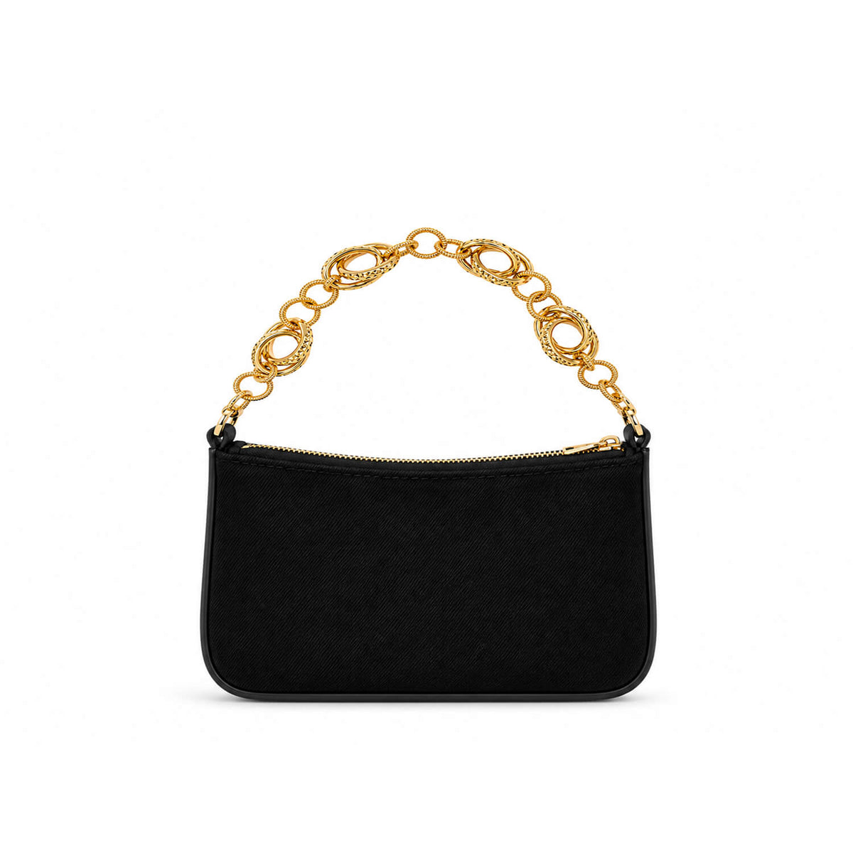 8" DOUBLE DC LINK CHAIN IN GOLD ON A BLACK BAG
