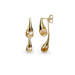interchangeable double drop gold and 24k gold leaf flakes earrings