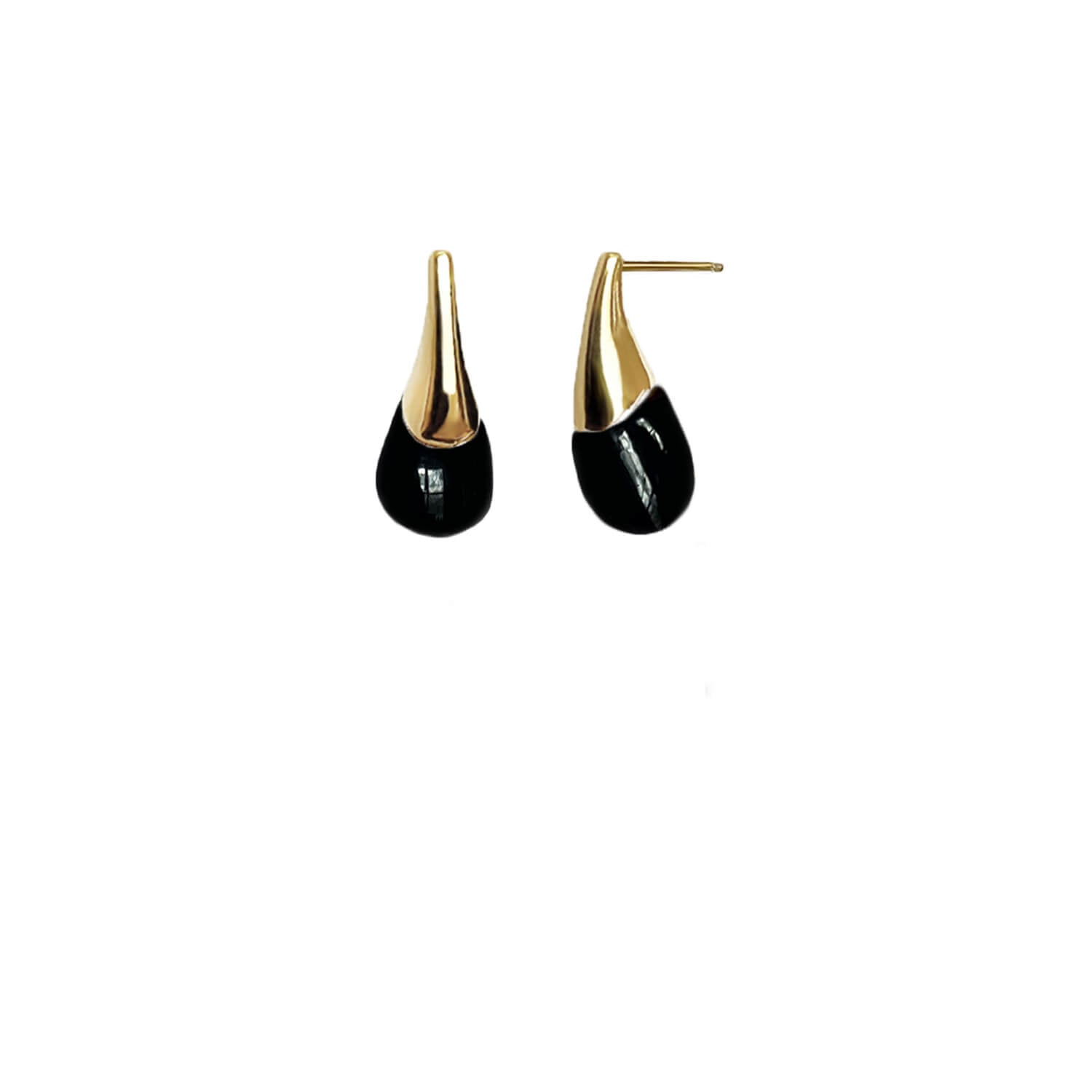interchangeable double drop gold and black earrings