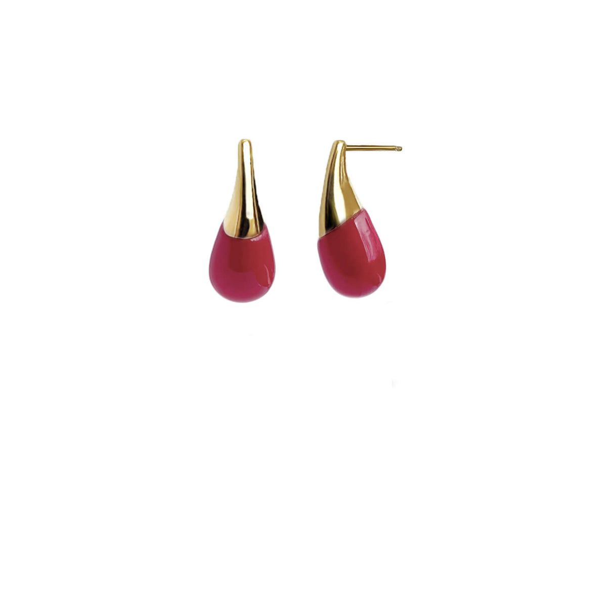 interchangeable double drop gold and pink earrings