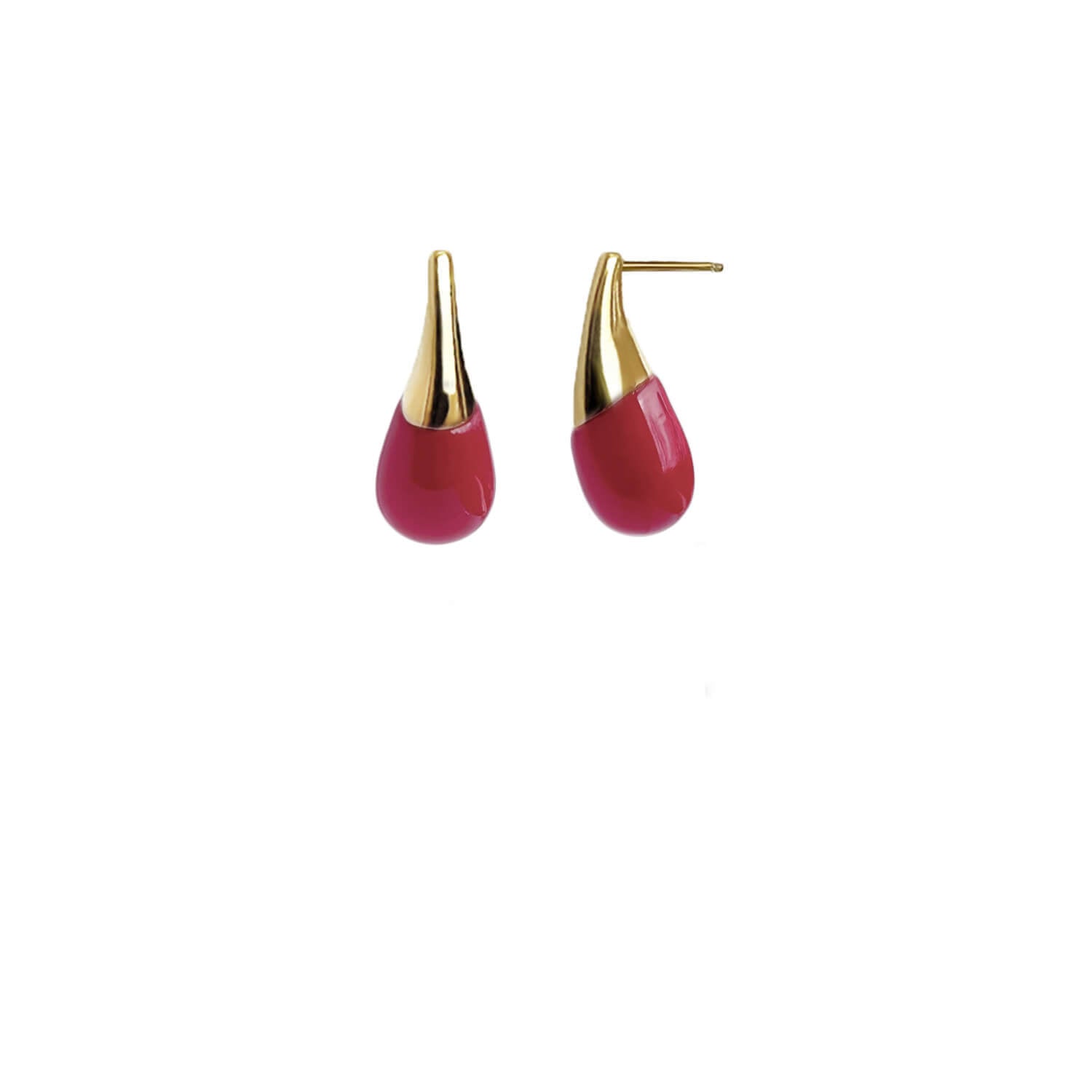 interchangeable double drop gold and pink earrings