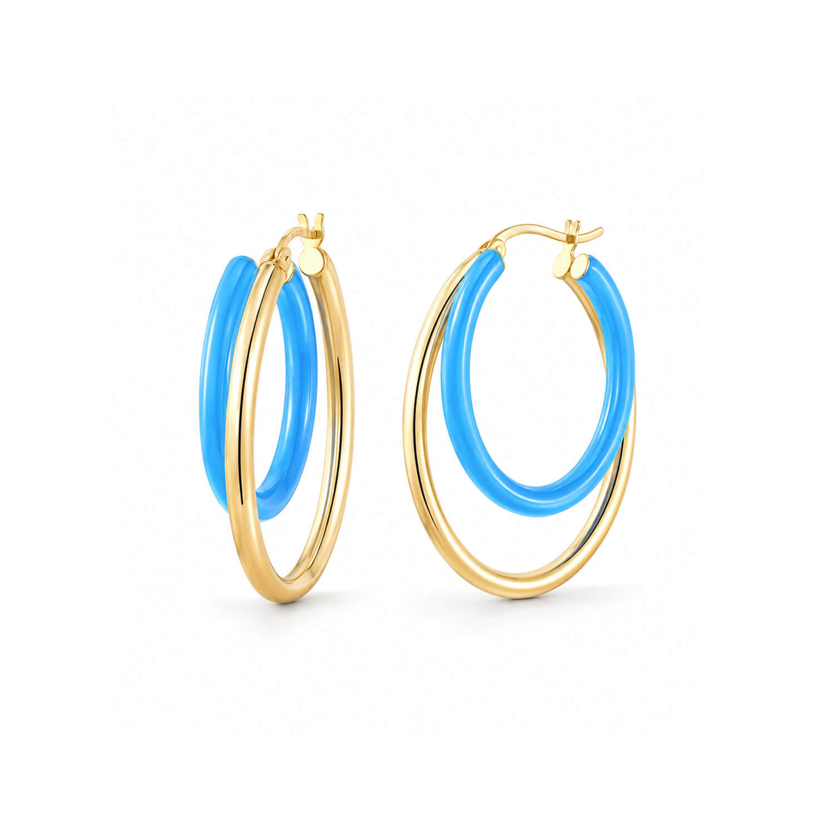 Enamel Double Oval Hoop Earrings