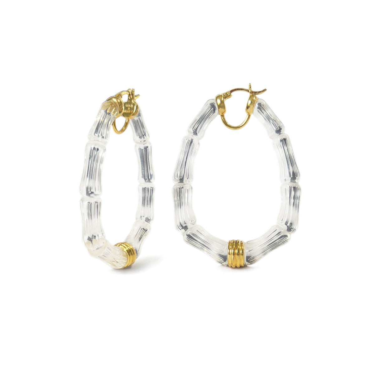 oval large big bamboo hoop earrings