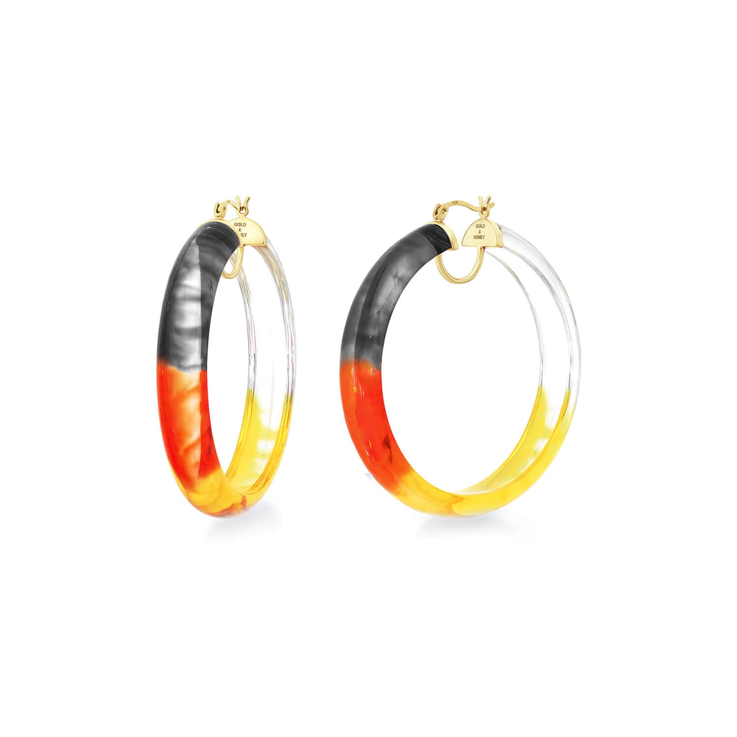 dark tie dye earth hoop earrings