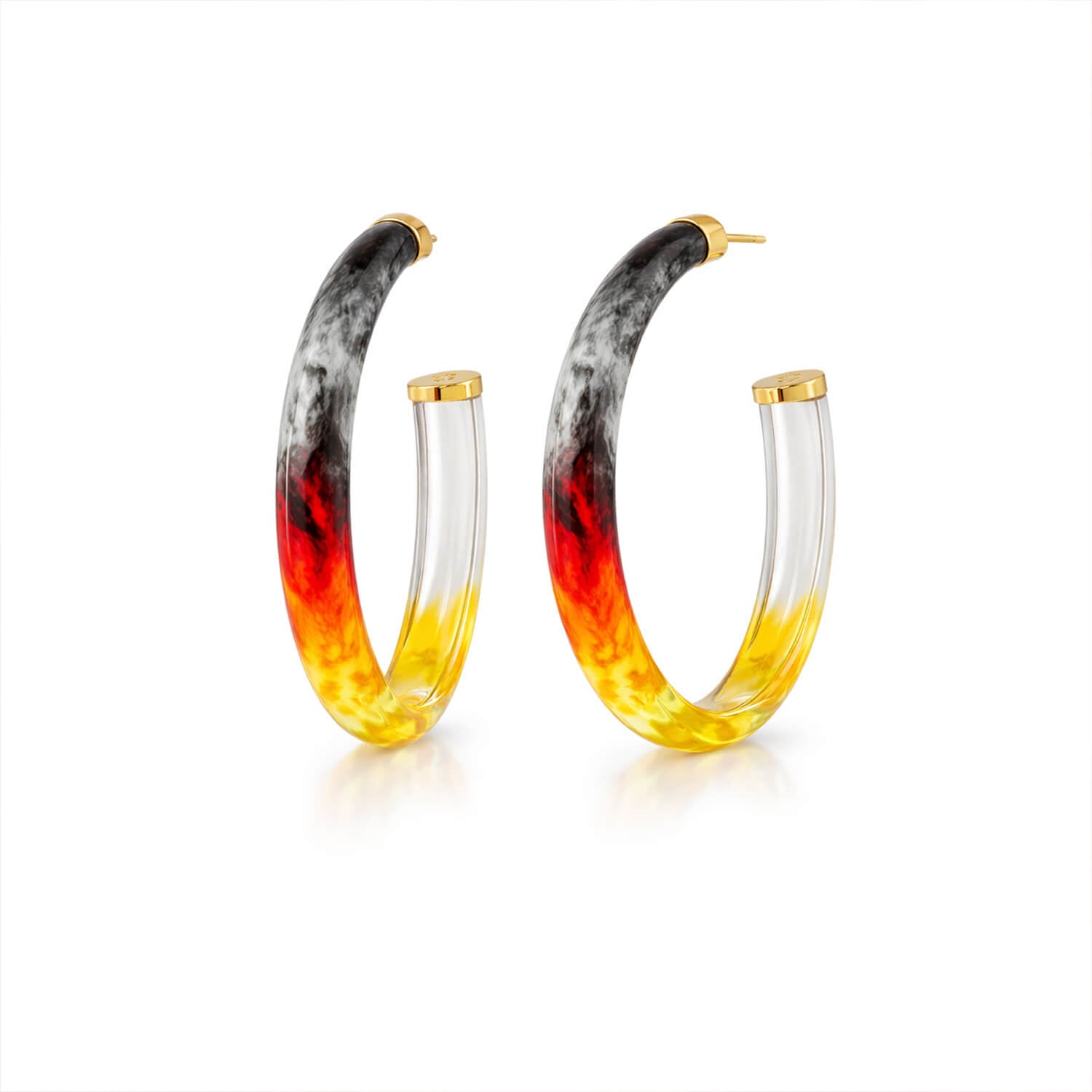 Hoop earrings with gradient design on a white background
