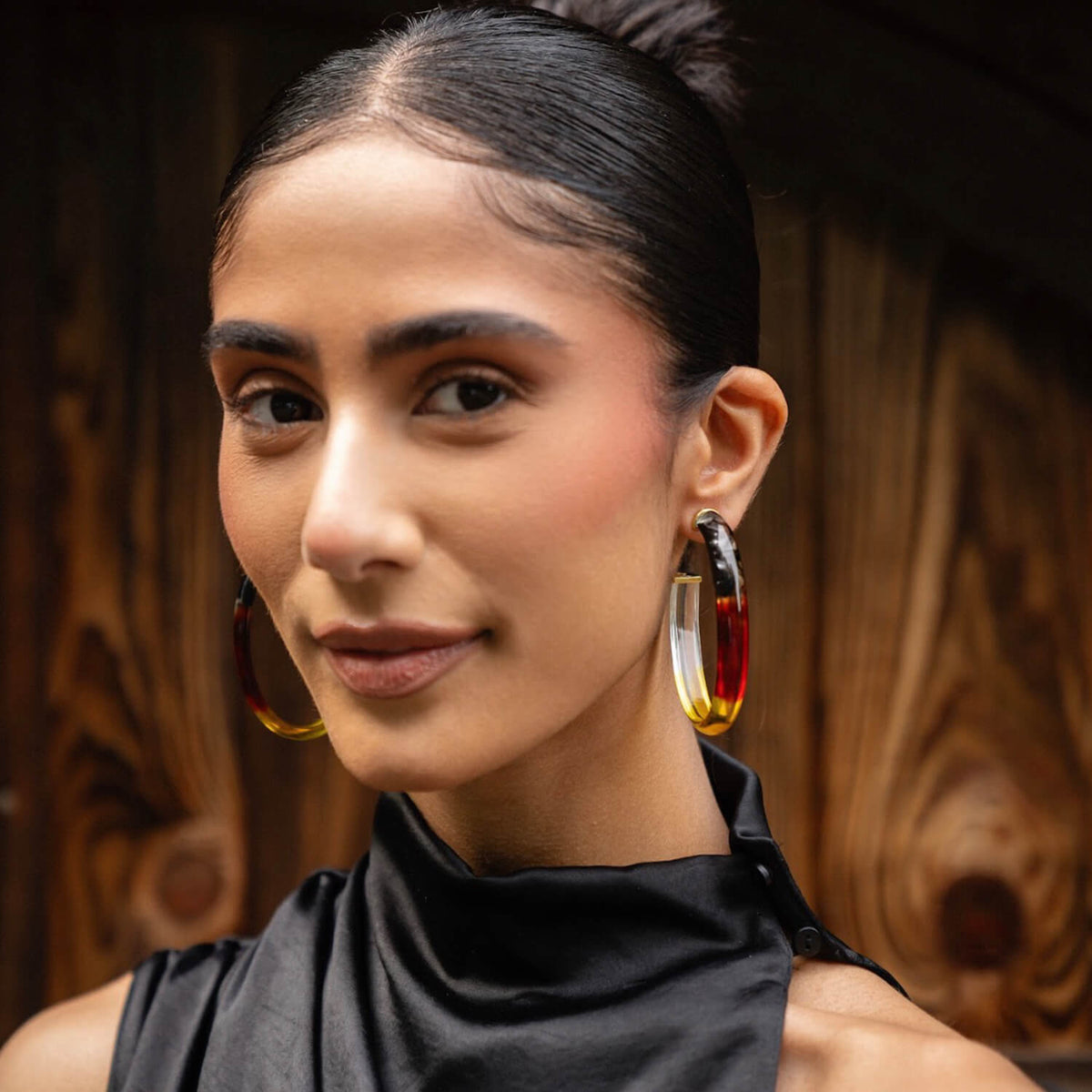 Earth Lucite Tie Dye Hoop Earrings