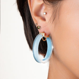 Ice Blue Lucite Hoop Earring