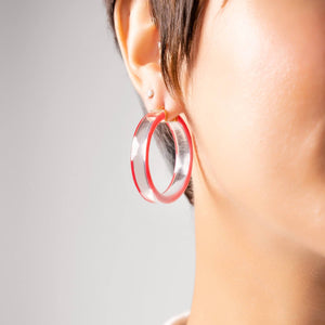 CLEAR AND PINK HOOP EARRINGS