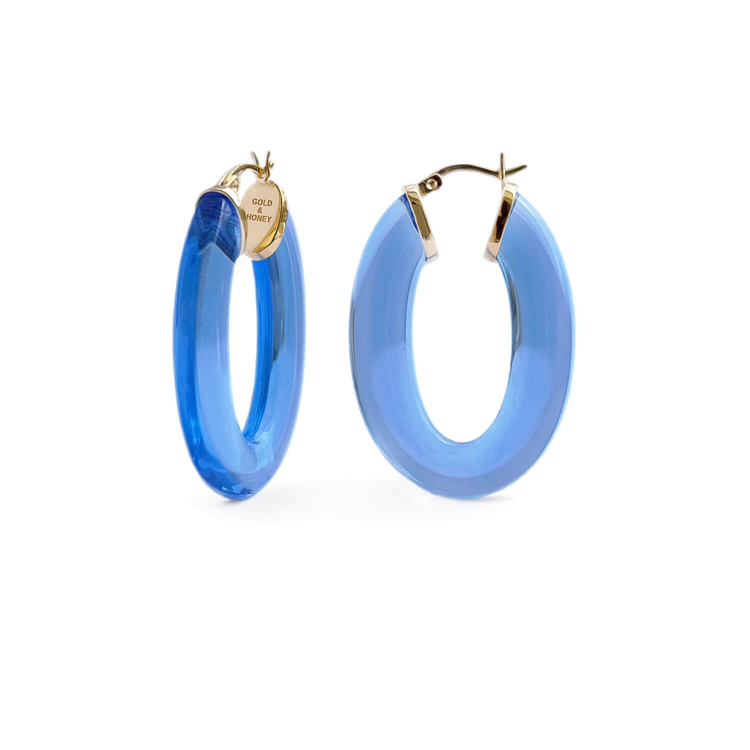 flat oval hoops in gold and blue