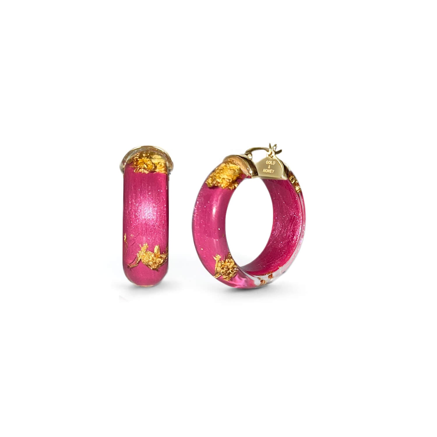 Mini Gold Leaf Lucite Hoop Earrings