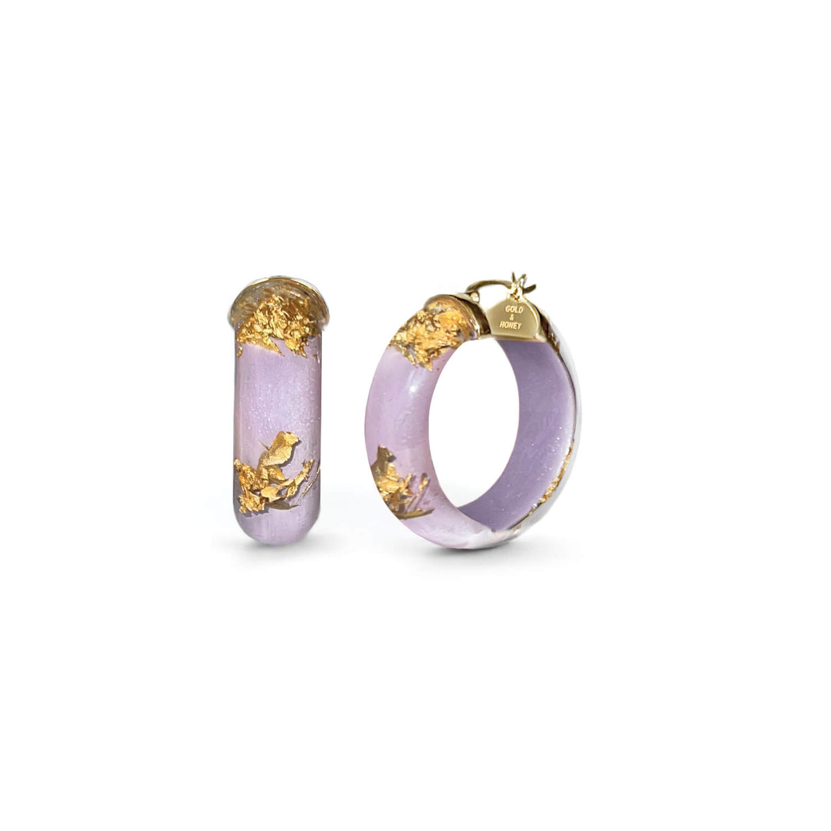 SAMPLE SALE - Mini Gold Leaf Lucite Hoop Earrings