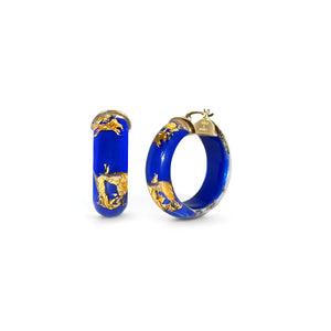 Mini Gold Leaf Lucite Hoop Earrings